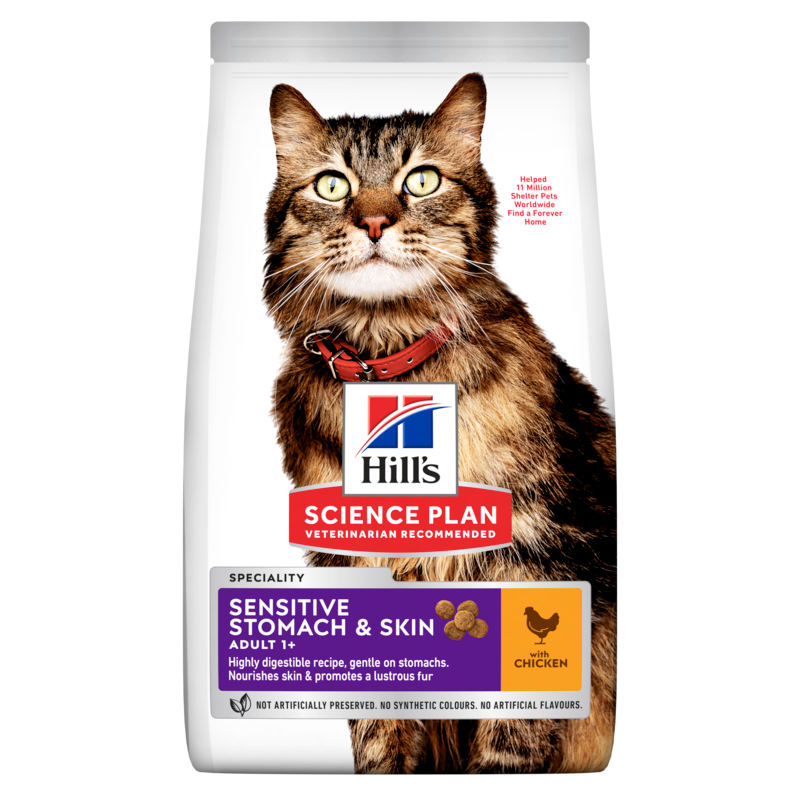 Hills Science Plan Feline Adult Sensitive Stomach & Skin Trockenfutter mit Huhn