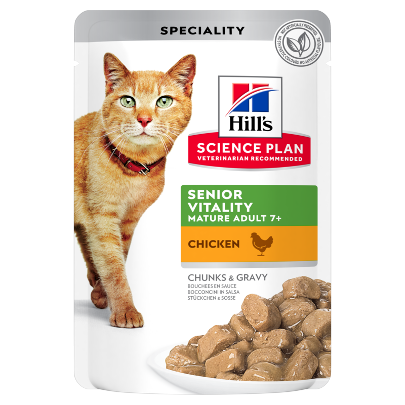 Hills Science Plan Feline Mature Adult 7+ Senior Vitality Huhn Frischebeutel für Katzen