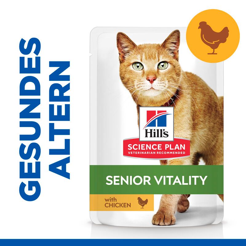 Hills Science Plan Feline Mature Adult 7+ Senior Vitality Huhn Frischebeutel für Katzen