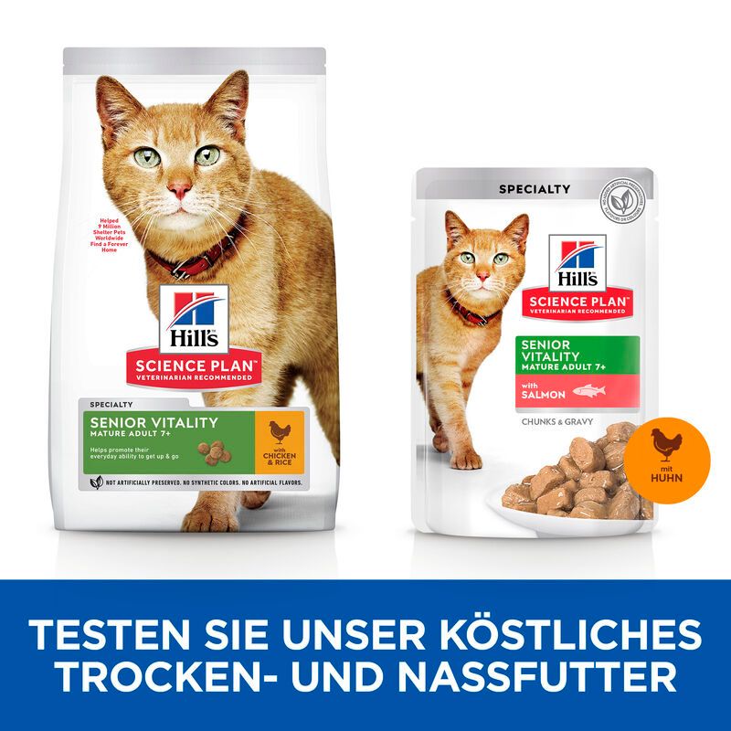 Hills Science Plan Feline Mature Adult 7+ Senior Vitality Huhn Frischebeutel für Katzen