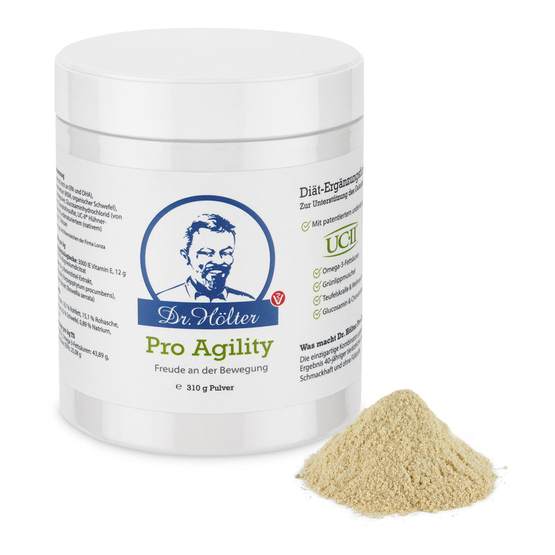 Hunde mit UCII für die Gelenke Dr Hoelter Pro Agility 310g Pulver